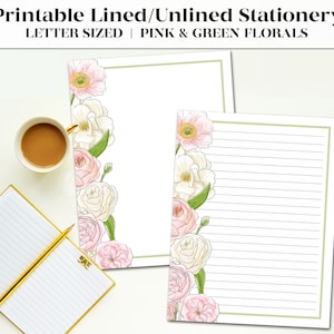 Printable Lined Stationery Set | Penpal Letter Stationary Paper | Letter Stationery Paper | Floral Stationary Set | Instant Download