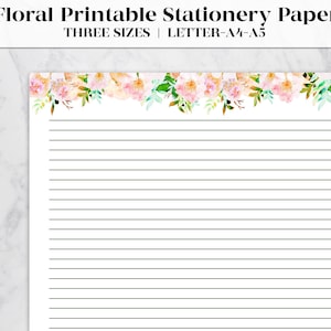 Papelaria floral para impressão: imprima seu tamanho favorito para usar em papel de escrita ou lindos artigos de papelaria cottagecore! Faz um lindo papel de carta.