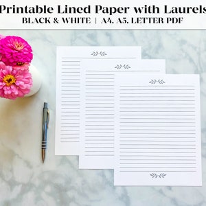 Papel de escritura forrado imprimible simple / Papel de escritura de cartas / Juego de escritura de cartas / Papel de carta / Kit de penpal / Correo postal / A4 A5 Carta PDF