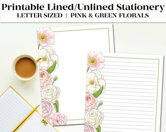 Printable Lined Stationery Set | Penpal Letter Stationary Paper | Letter Stationery Paper | Floral Stationary Set | Instant Download