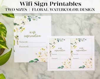 Printable Wifi Password Sign | Wifi Password Sign Printable | Wifi Template | Guest Wifi Code Sign | Wedding Wifi Sign | Floral Wifi Sign