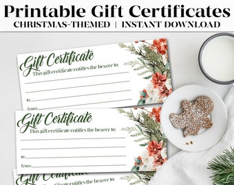 Printable Christmas Gift Certificate or Gift Voucher | Instant Download | Easy Last Minute Gift Idea