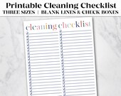 Printable Cleaning Checklist | Blank List with Check Boxes | Cleaning Schedule | Cleaning Planner | Weekly Cleaning List | Checklist