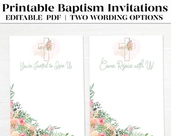 Printable Baptism Invitation Template | Christening Invite | First Communion Invitation | Confirmation Invitation | Editable Invitation