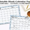Editable & Printable Blank Calendar Pages in Butterfly Design Perpetual ...