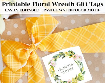 Printable Floral Gift Tags - Fully Editable | Favor Gift Tags | Wedding Favor Tags | Floral Enclosure Card | Package Tags
