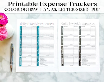 Daily/Weekly Expense Tracker Printable | Finance Tracker | Expense Tracker | Finance Planner | Personal Finance | Monthly Budget | A4 A5 PDF