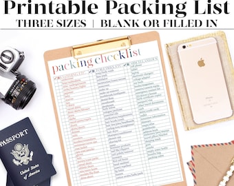 Travel Checklist Printable | Packing List | Packing Checklist | Travel Planner | A4, A5, Letter-Sized PDFs | Instant Download | Printables