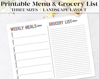 Printable Meal Planner & Shopping List | Weekly Meal Planner Template | Editable or Print and Use with Pen
