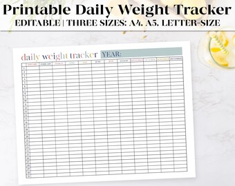 Drukowalny tracker utraty wagi | Edytowalny PDF | Planer utraty wagi | Śledzenie nawyków | Pobieranie cyfrowe | Wykres utraty wagi | Śledzenie wagi