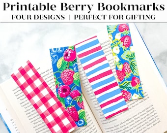 Berry Good Printable Bookmarks | Bookmark Book Lover Gift | Four Watercolor Bookmarks | Bookish Gifts | Instant Download