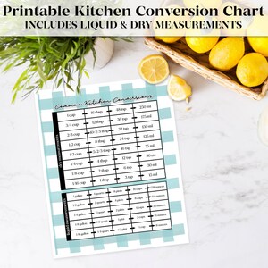 Aqua Check Printable Kitchen Conversion Chart