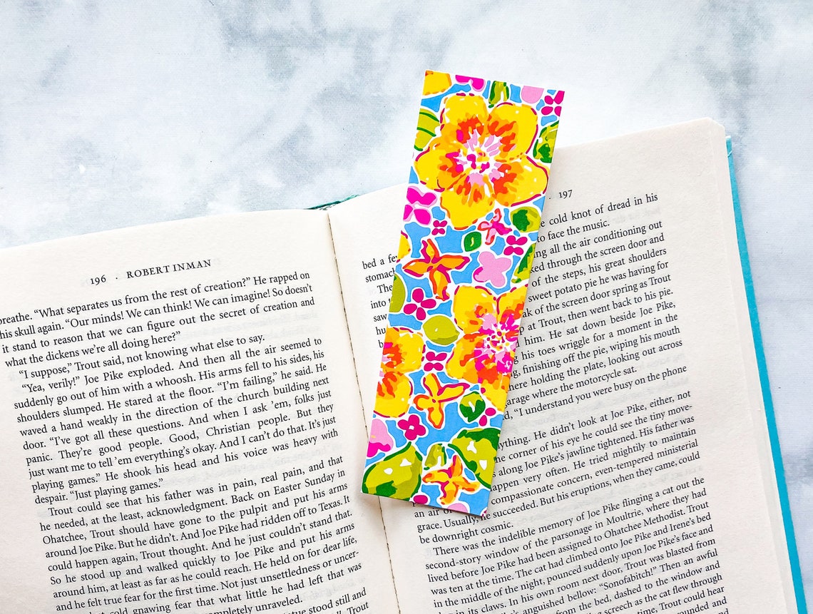 Preppy Printable Bookmarks With Fun Floral Tropical Design Aesthetic