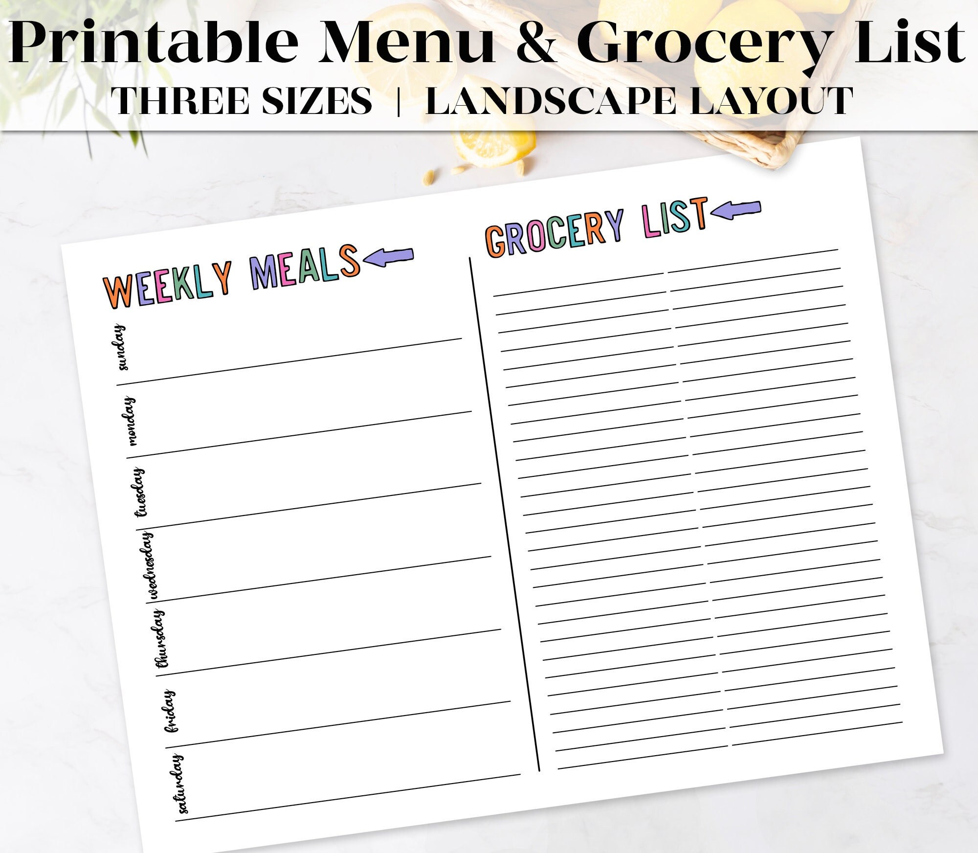 Printable Meal Planner &amp; Shopping List | Weekly Meal Planner Template ...