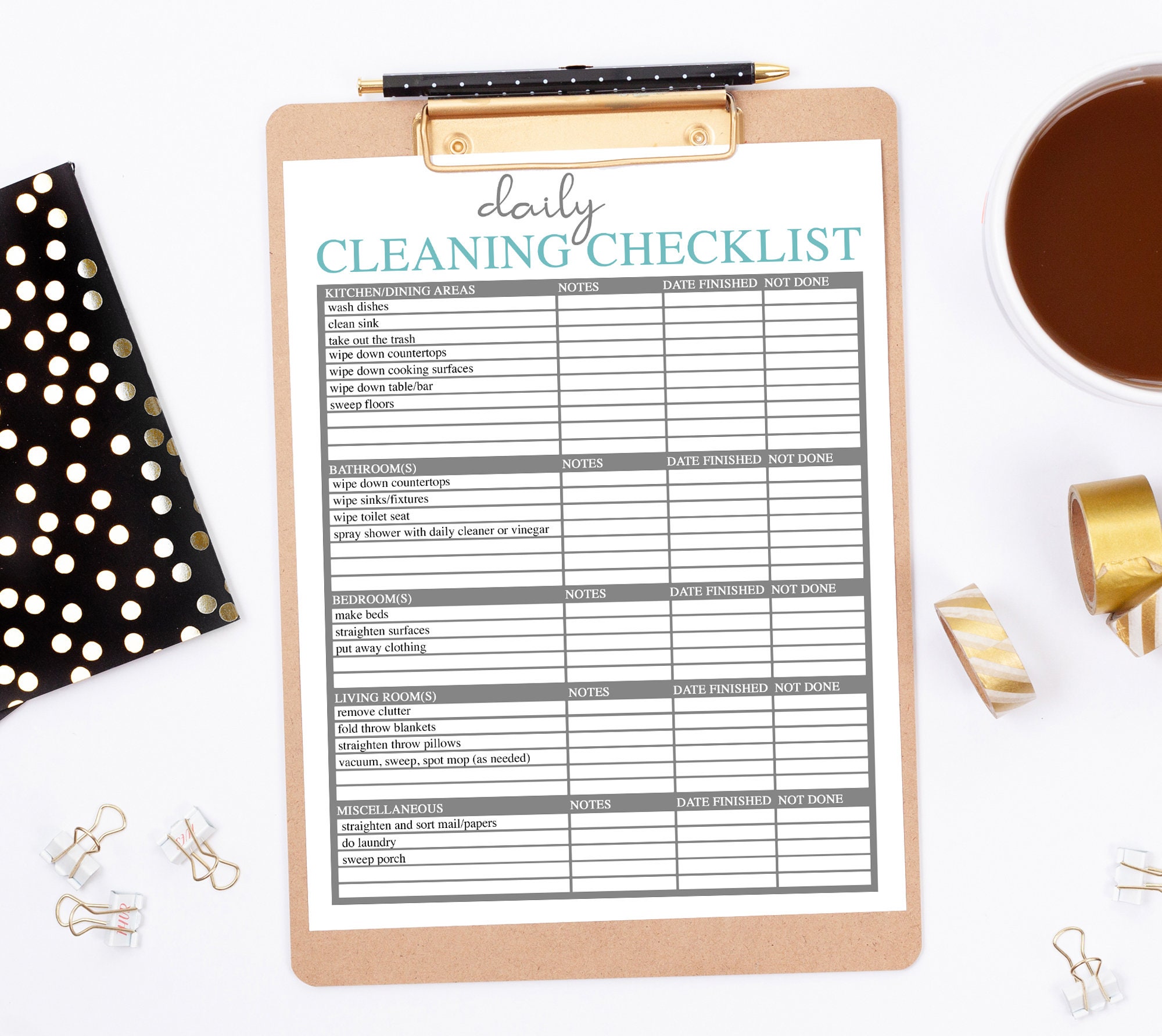 Editable Cleaning Checklist Printables Daily weekly monthly Cleaning Editable cleaning checklist printables daily weekly monthly cleaning