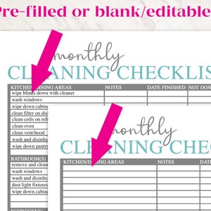 Editable Cleaning Checklist Printables | Daily/weekly/monthly Cleaning ...