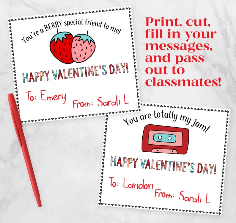 24 Printable Classroom Valentines Bonus Printable Teacher Valentine Card Class Valentines Printable Valentines Digital Downloads image 4