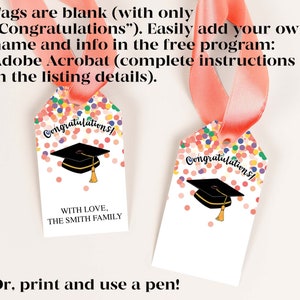 Printable Graduation Gift Tags | Editable and Easy to Personalize ...