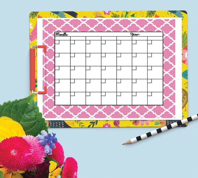 24 Quatrefoil Blank Planning Calendars in Lots of Colors Printable
