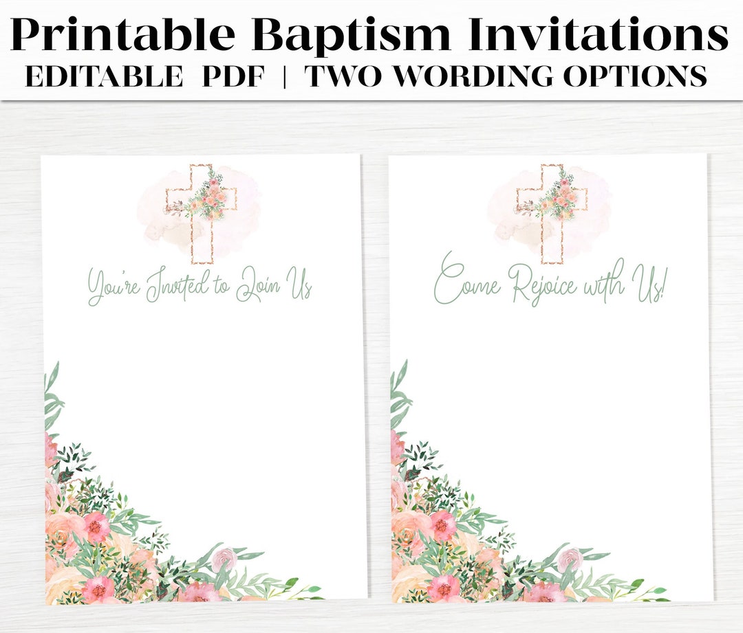 Printable Baptism Invitation Template | Christening Invite | First ...