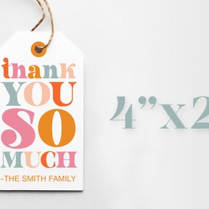 Printable Thank You Tags Editable Template Fun Vintage Retro Design MCM Tags for Party Favors Printable Tags Instant Download image 4