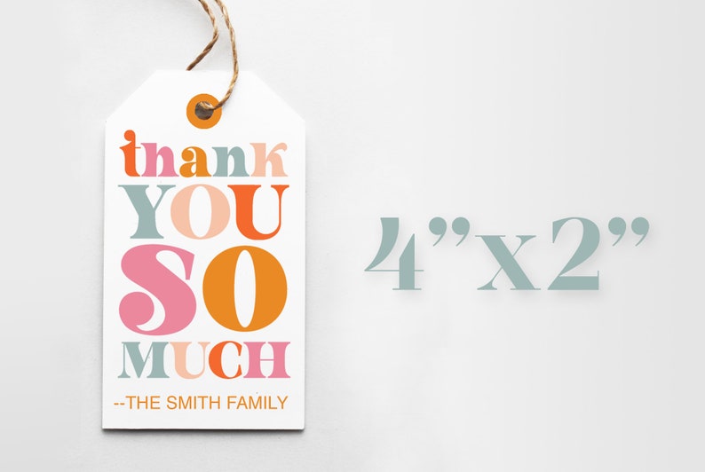 Printable Thank You Tags Editable Template Fun Vintage Retro Design MCM Tags for Party Favors Printable Tags Instant Download image 4