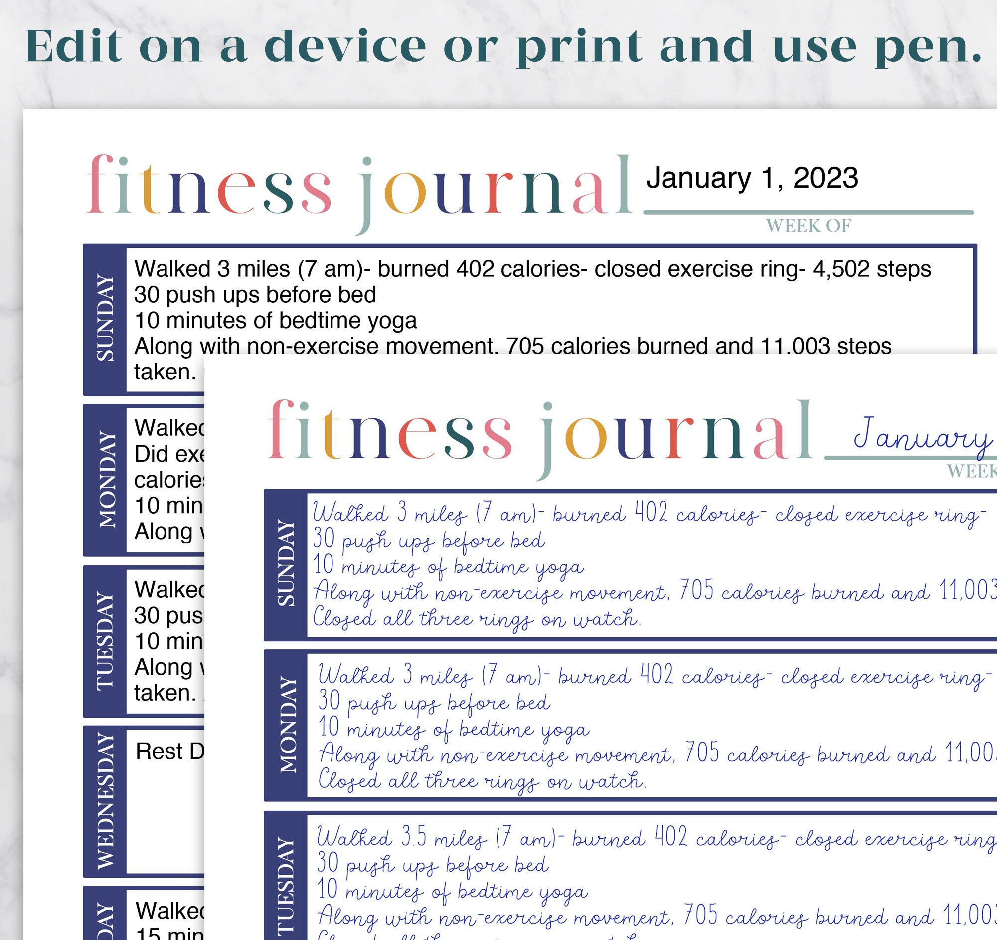 Editable and Printable Fitness Tracker | Fitness Journal | Fitness ...