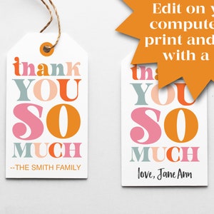 Printable Thank You Tags Editable Template Fun Vintage Retro Design MCM Tags for Party Favors Printable Tags Instant Download image 2