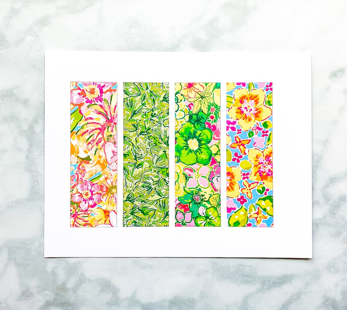 Preppy Printable Bookmarks With Fun Floral Tropical Design Aesthetic
