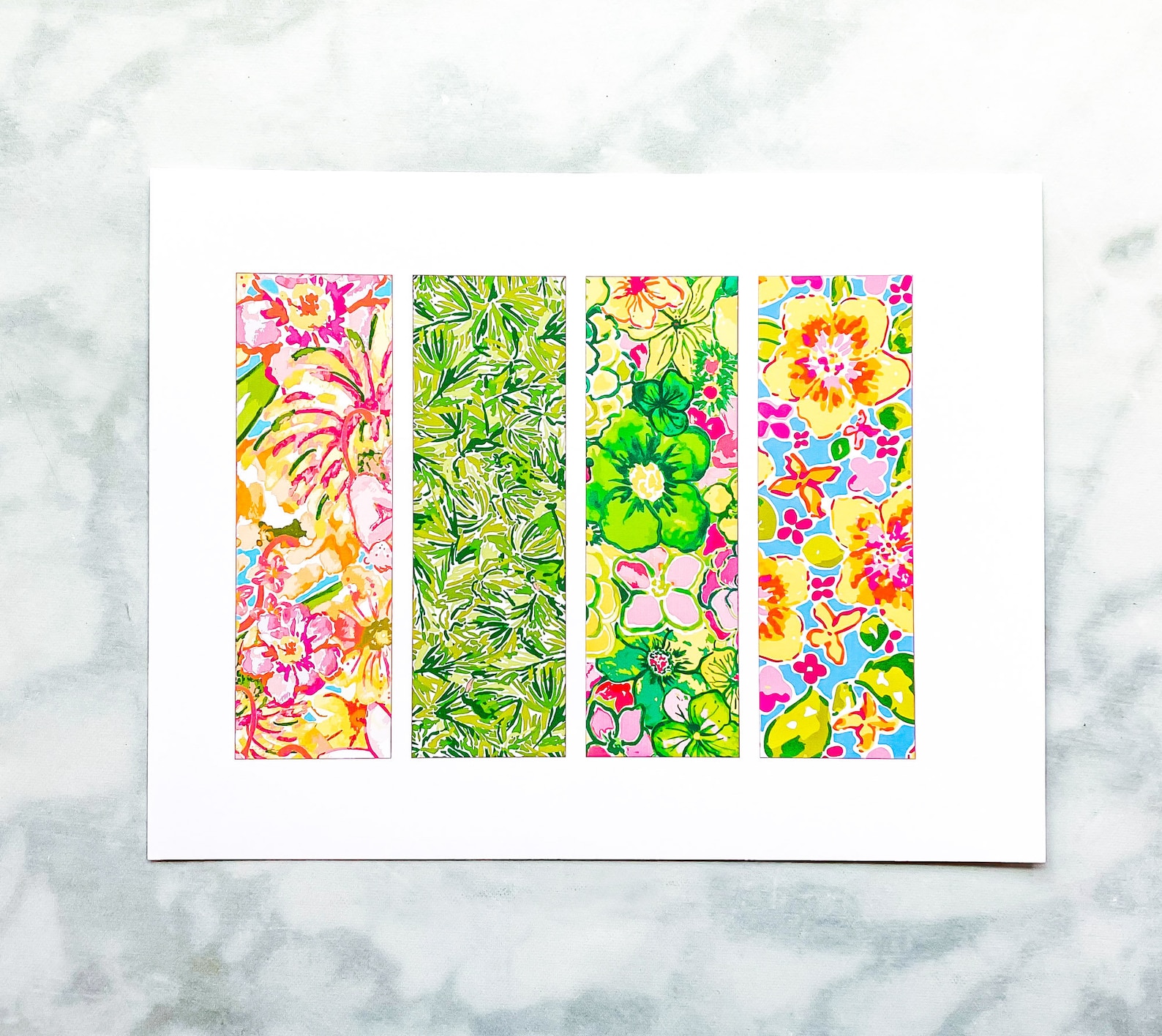 Preppy Printable Bookmarks With Fun Floral Tropical Design Aesthetic