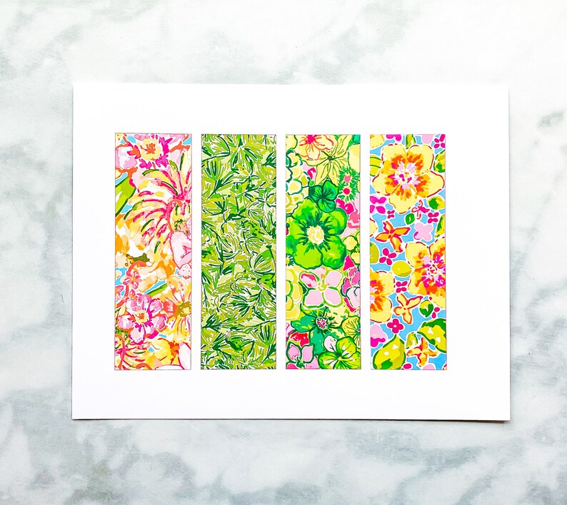 Preppy Printable Bookmarks With Fun Floral Tropical Design Aesthetic