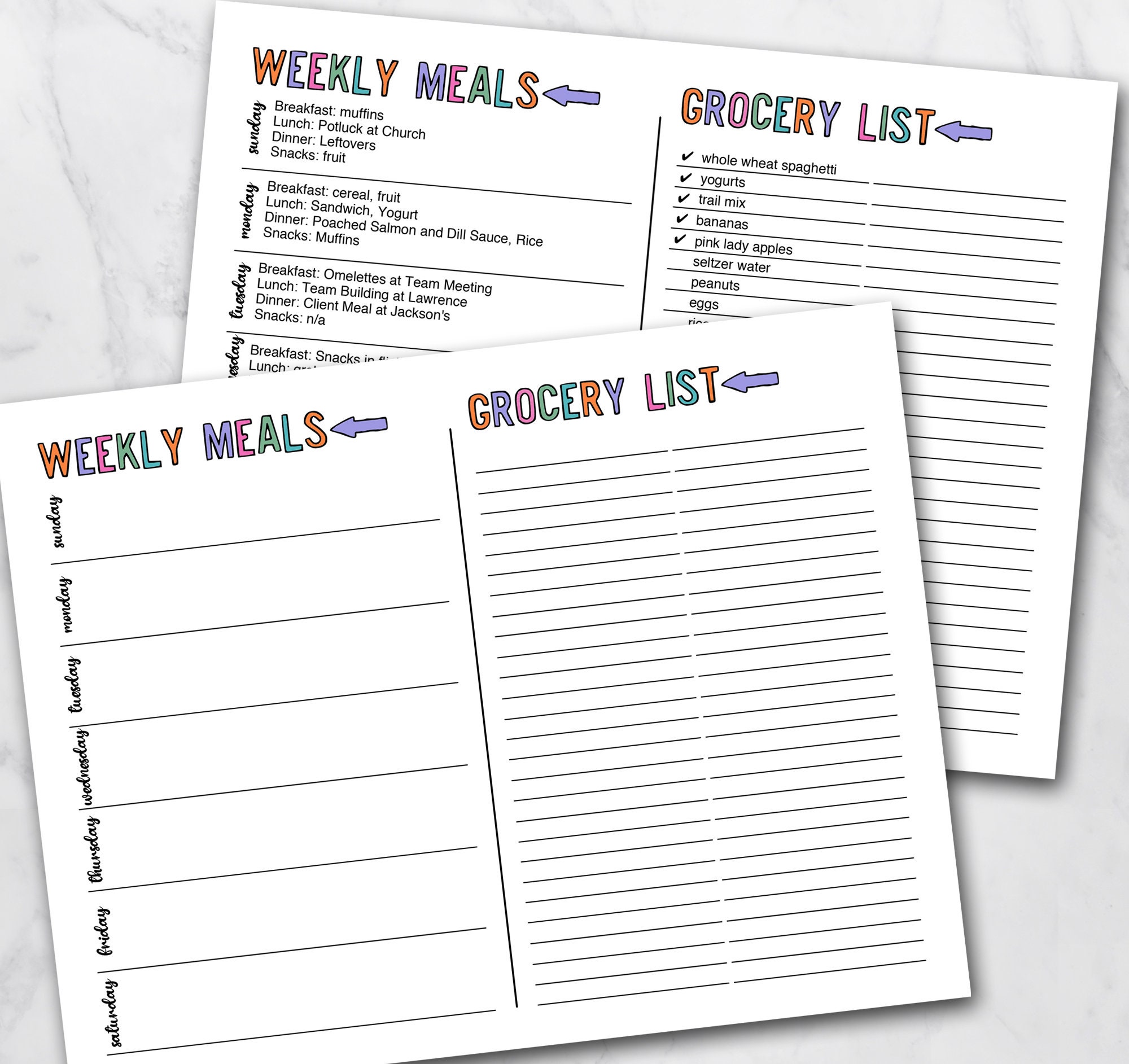 Printable Meal Planner &amp; Shopping List Weekly Meal Planner Template ...