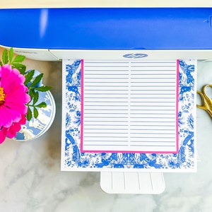 Preppy Printable Checklist | Blue, Pink, White Toile To Do List | Chinoiserie Checklist | Cute Printable To Do Lists | Checkboxes/No Boxes image 4
