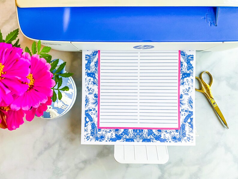Preppy Printable Checklist | Blue, Pink, White Toile To Do List | Chinoiserie Checklist | Cute Printable To Do Lists | Checkboxes/No Boxes image 4