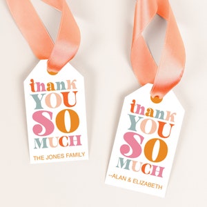 Printable Thank You Tags Editable Template Fun Vintage Retro Design MCM Tags for Party Favors Printable Tags Instant Download image 6