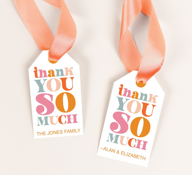 Printable Thank You Tags Editable Template Fun Vintage Retro Design MCM Tags for Party Favors Printable Tags Instant Download image 6