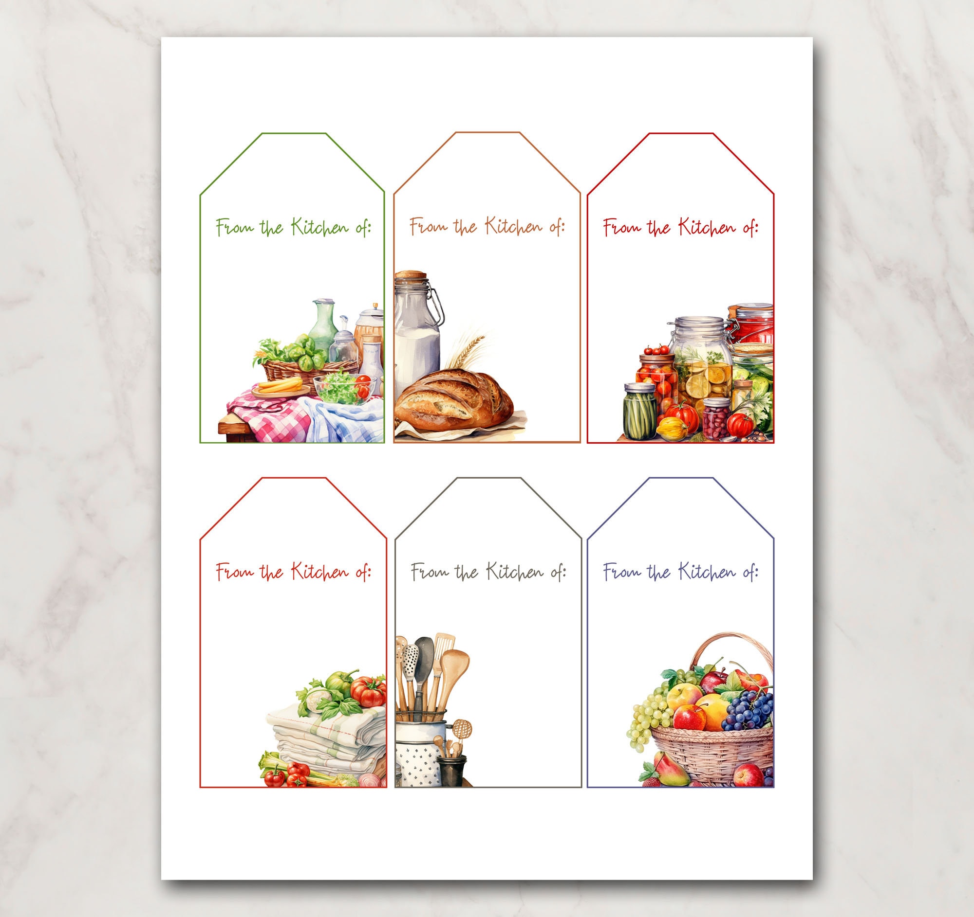 Printable FROM THE KITCHEN of Labels | Baking Labels Hang Tags ...
