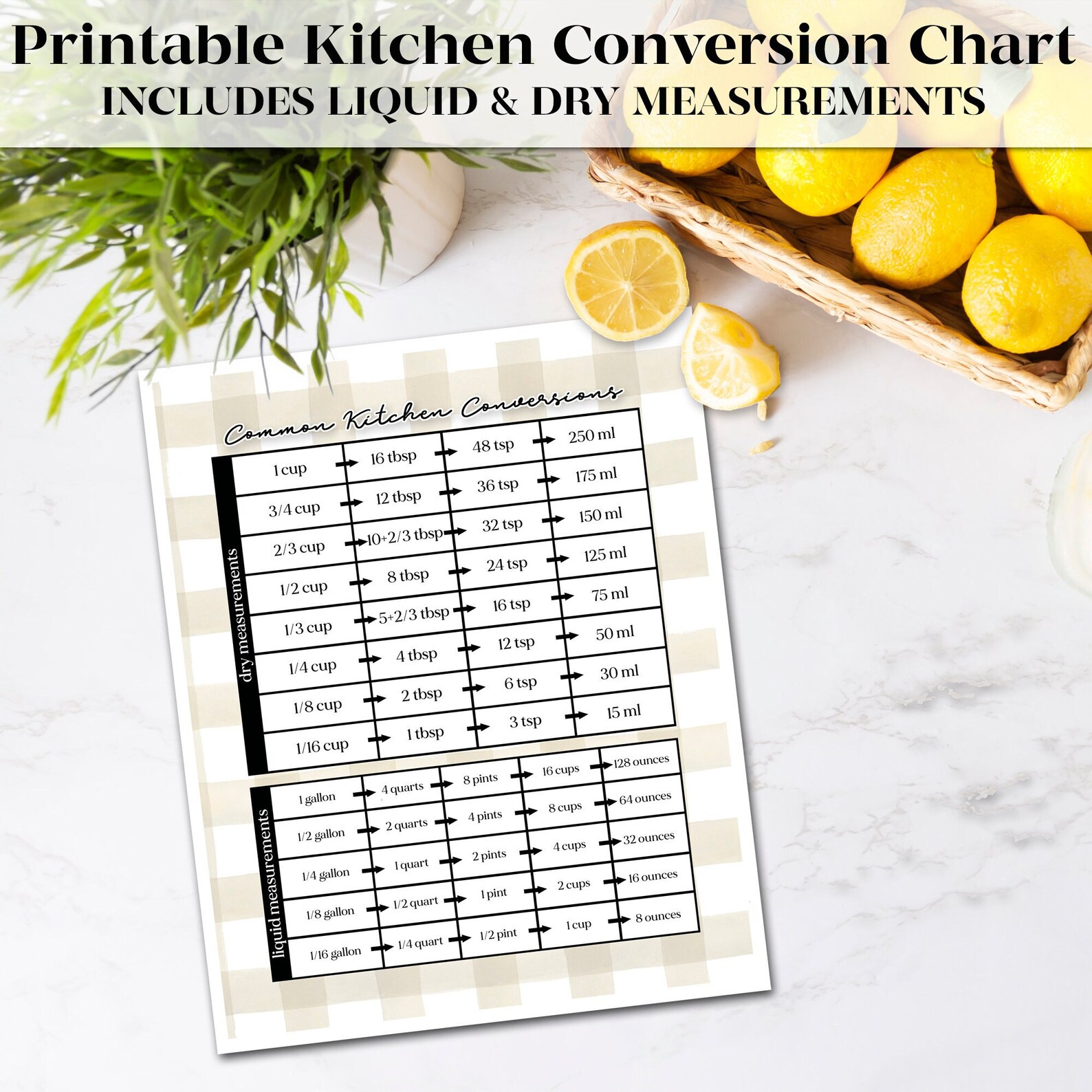 Conversion Check Neutral Check Kitchen Conversion Chart - Etsy