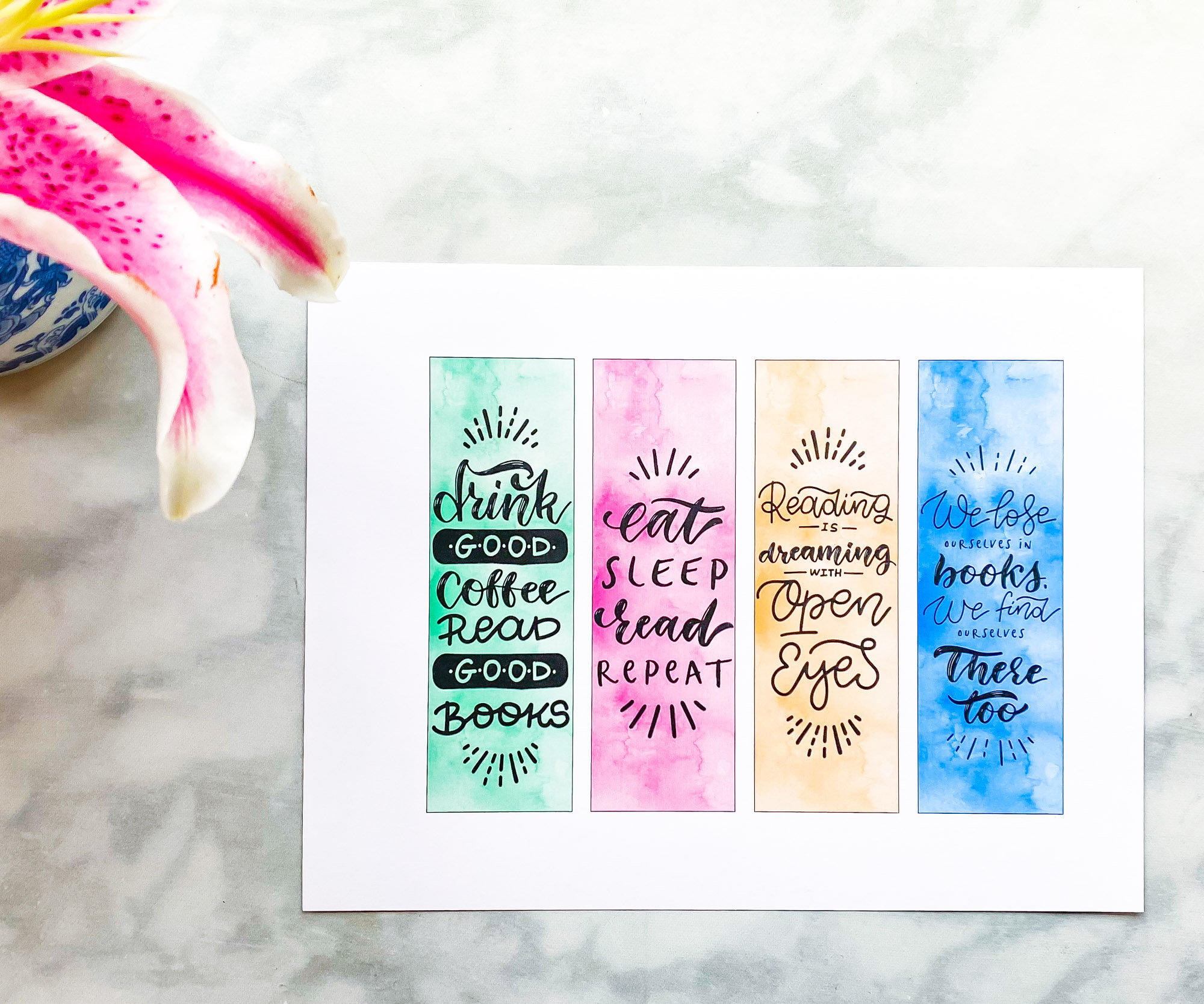 Printable Bookmarks Book Lover Gift Printable Bookmark Set With
