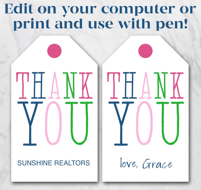 Printable Thank You Tags EDITABLE Colorful and fun printable gift tags or favor tags for a variety of occasions. image 4