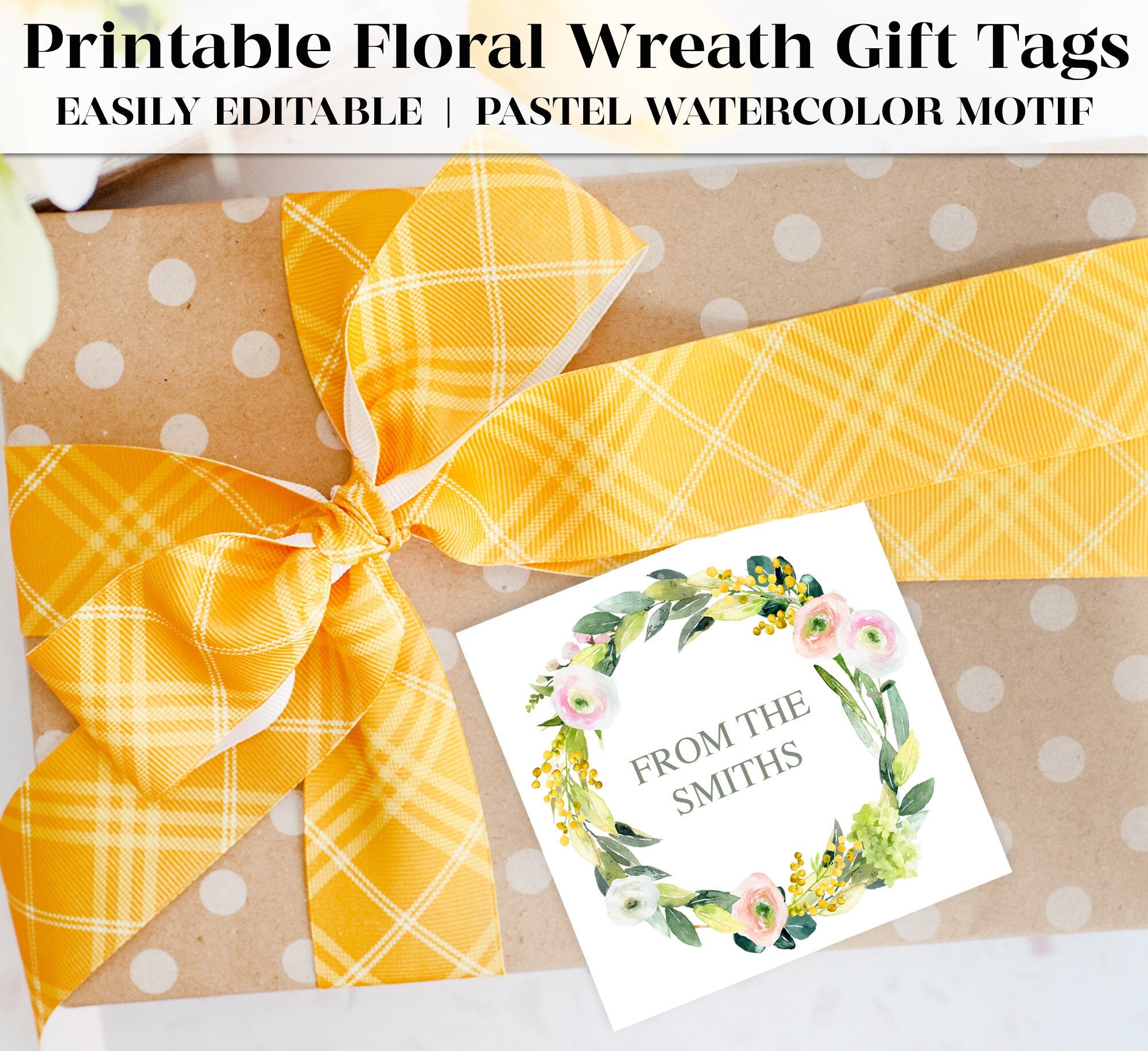 Printable Floral Gift Tags Fully Editable Favor Gift Tags Wedding Favor ...