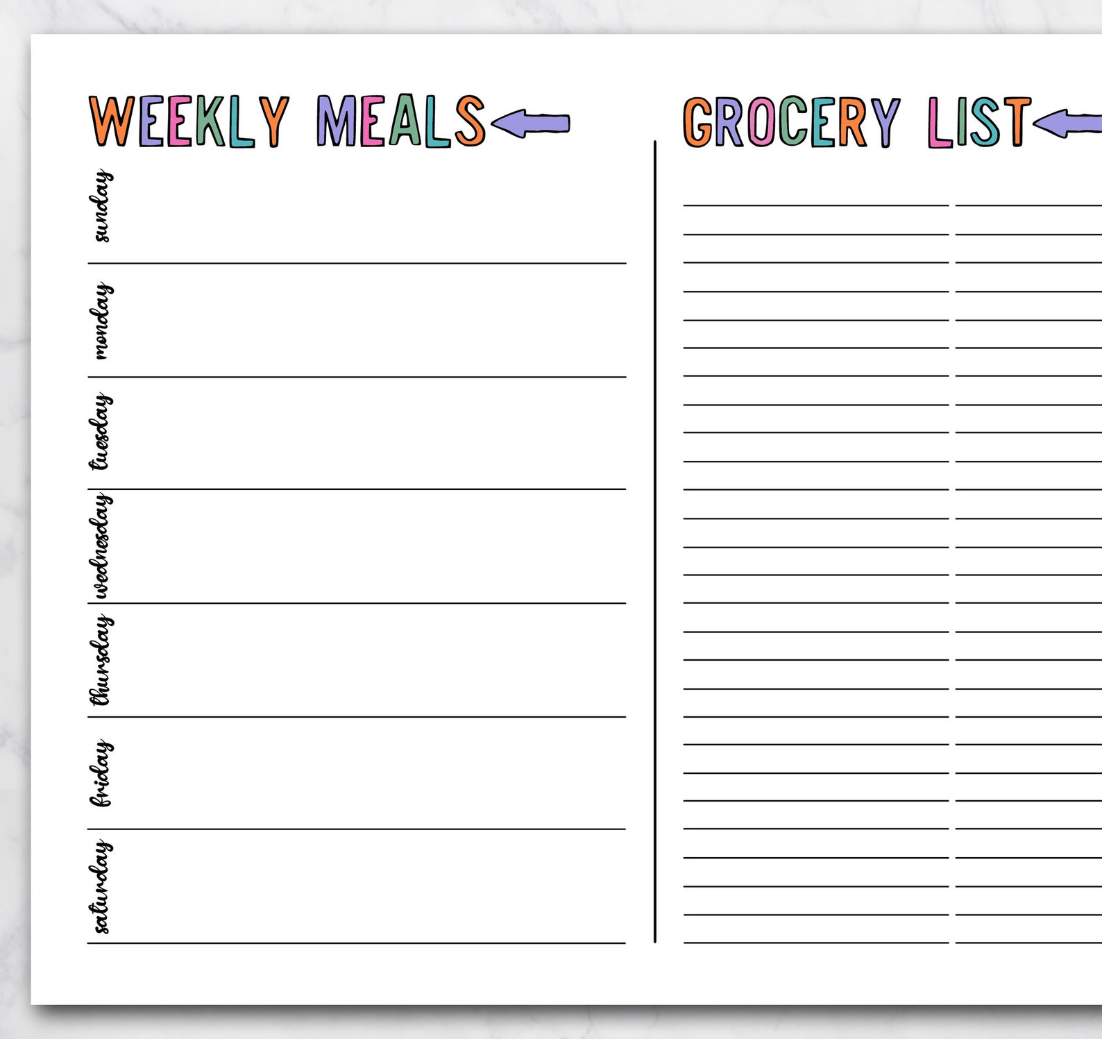 Printable Meal Planner &amp; Shopping List Weekly Meal Planner Template ...