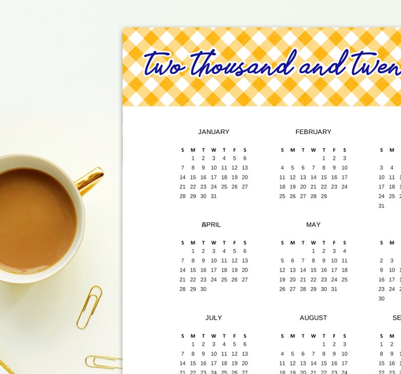Preppy Gingham 2024 Calendar Printable Ataglance Calendar 2024 Wall