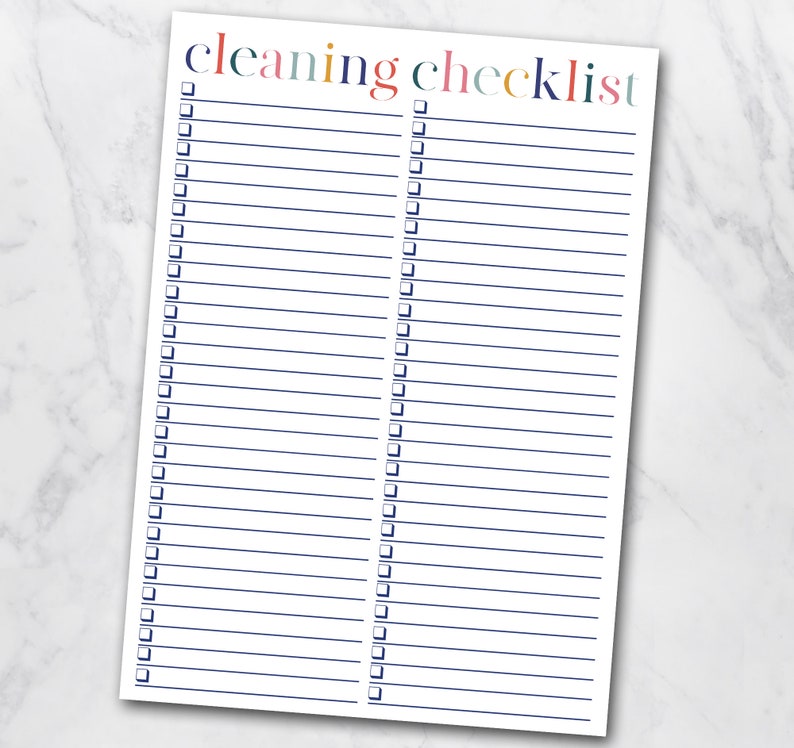 Printable Cleaning Checklist Blank List With Check Boxes Cleaning Schedule Cleaning Planner