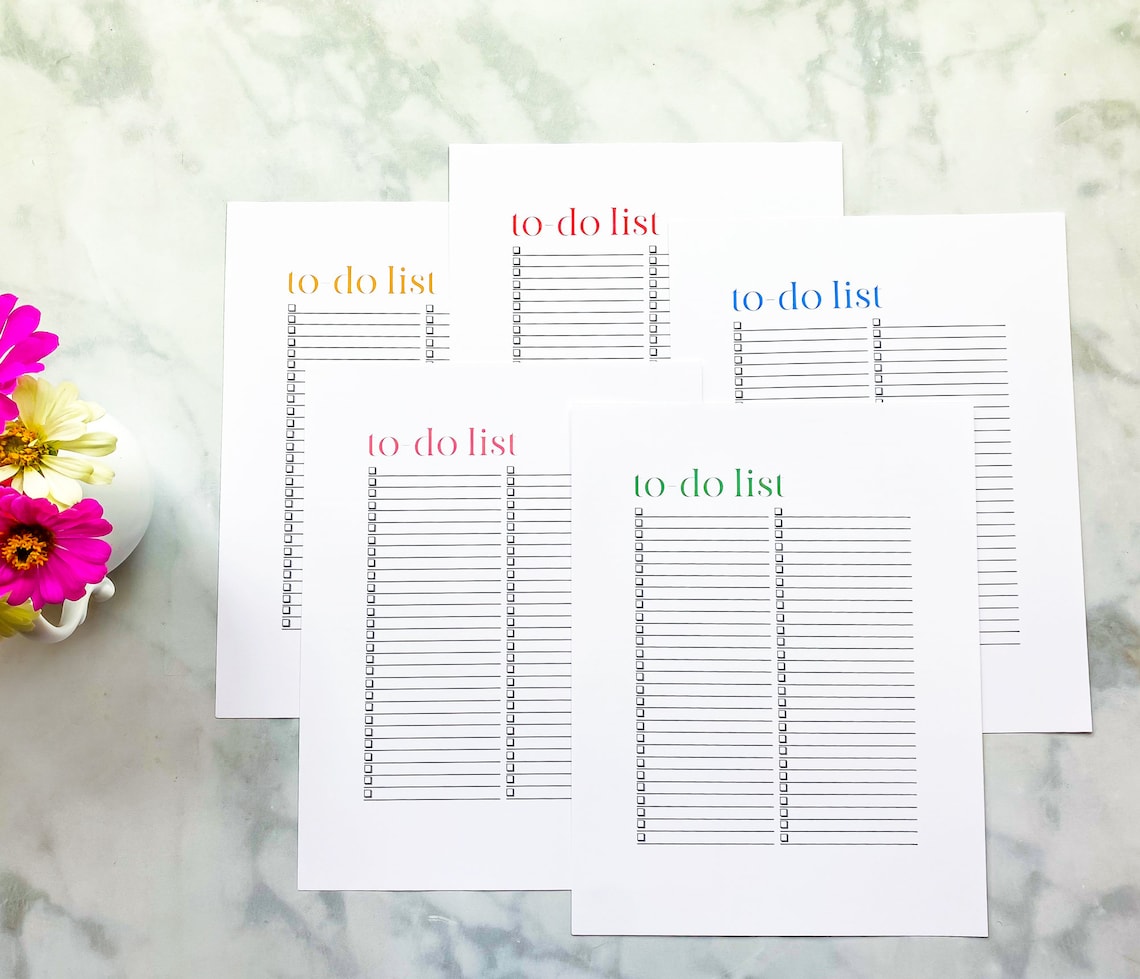 Printable to Do List in 5 Color Options | To-do List | Checklist ...