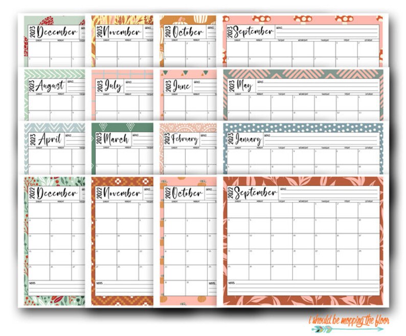 printable-2023-boho-16-month-calendar-bundle-etsy-australia