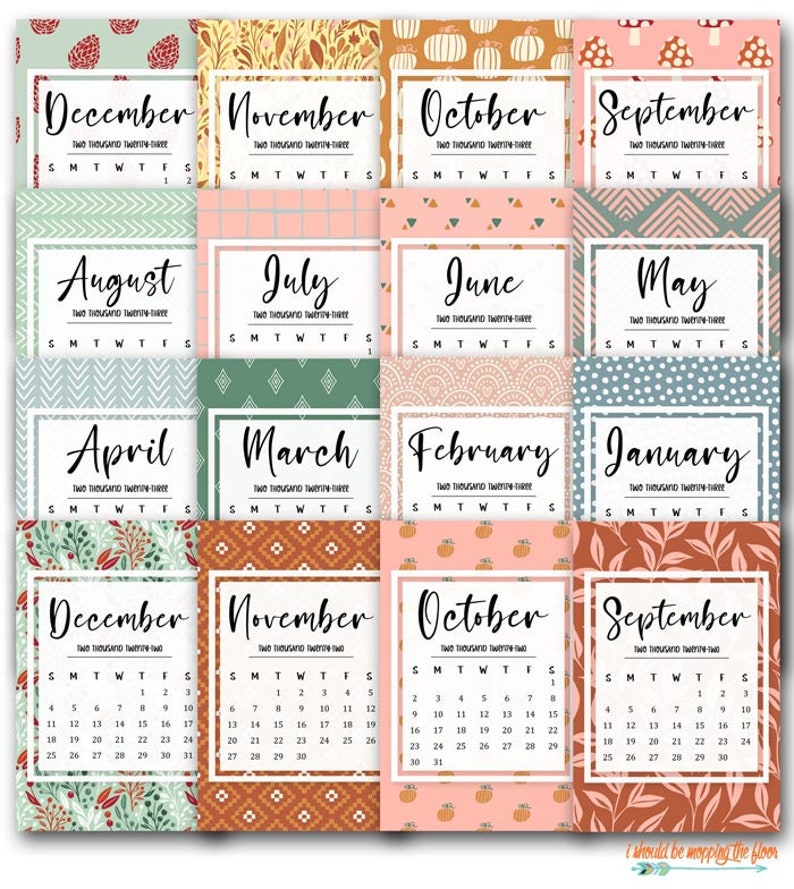 Printable 2023 Boho 16-month Calendar Bundle - Etsy Australia