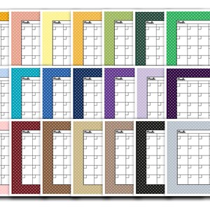 24 Polka Dot Blank Calendars in Lots of Colors | Printable Calendar ...