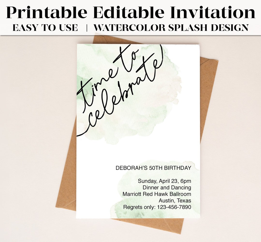 Editable PDF Invitation Printable | Party Invitation | Birthday ...