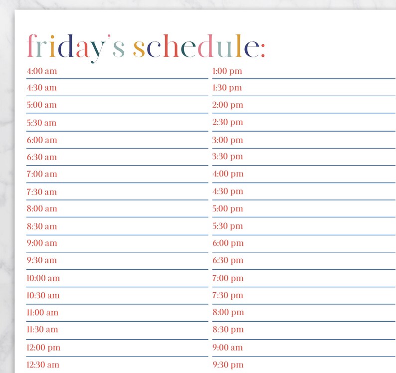 Printable Daily Planner | Days of the Week Blank Calendar Printables ...
